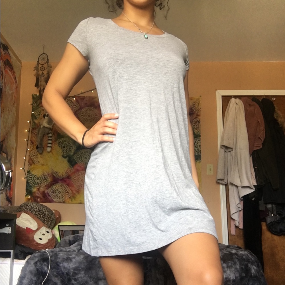 Casual Gray T-shirt Dress